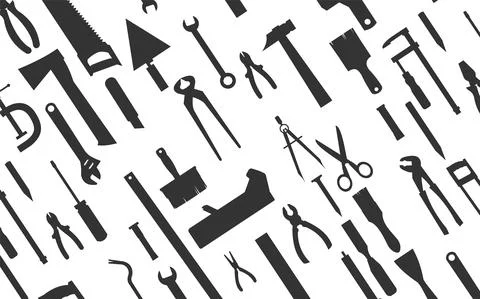 Construction tools. Background. For work as a painter, carpenter, builder, ha Illustrazione stock