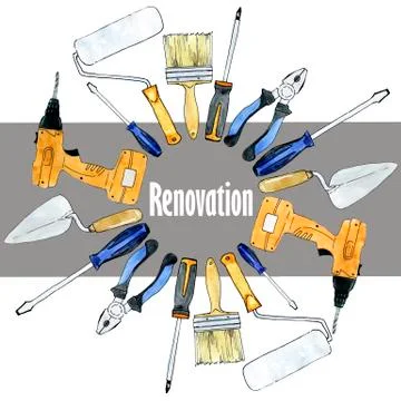 Construction tools in a circle Stock Illustration