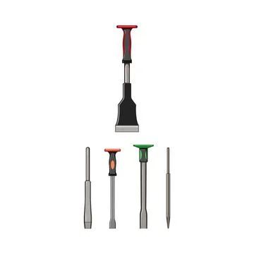 Construction tools collection featuring brick and stone chisels Stock Illustration
