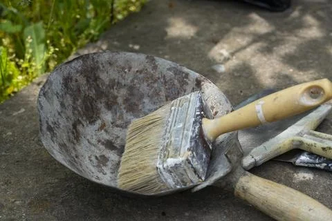 Construction Tools on Concrete Surface Stock-Fotos