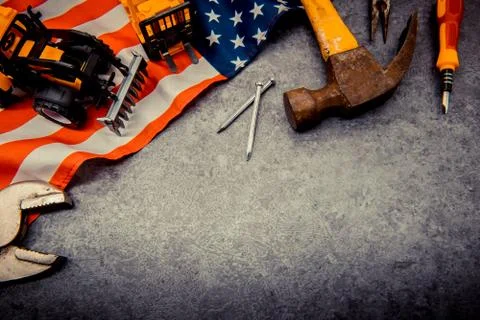 Construction tools with copy space for Labor day Фото