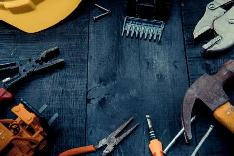 Construction tools with copy space for Labor day 스톡 사진