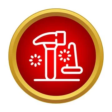 Construction tools hammer and nail pulling icon Stock Illustration