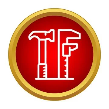 Construction tools hammer and vernier caliper icon Stock Illustration
