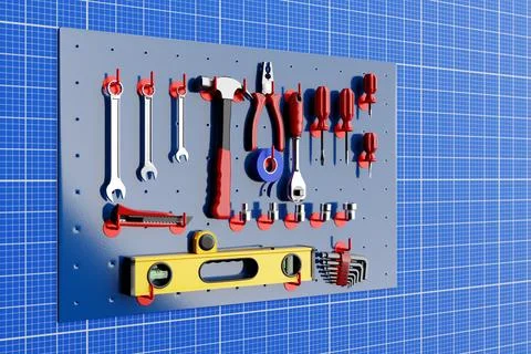 Construction tools. Hand tool for home repair and construction. wrench, cutte 스톡 일러스트