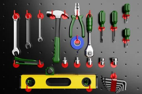 Construction tools. Hand tool for home repair and construction. wrench, cutte Stock Illustration