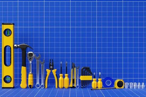 Construction tools. Hand tool for home repair and construction. wrench, cutte 스톡 일러스트