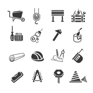 Construction tools icons Illustrazione stock