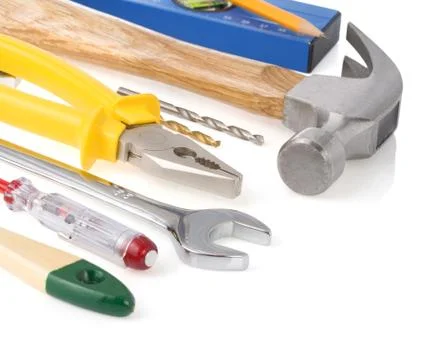 Construction tools isolated on white Stock Photos