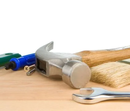 Construction tools isolated on white Stock Photos