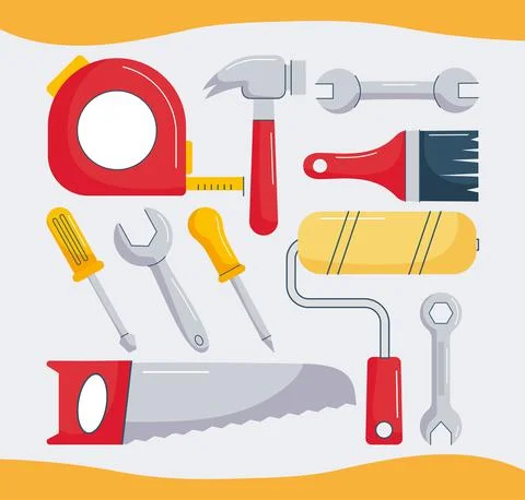 Construction tools items Illustrazione stock