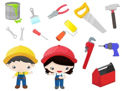 Construction tools - kids set Stock Illustration