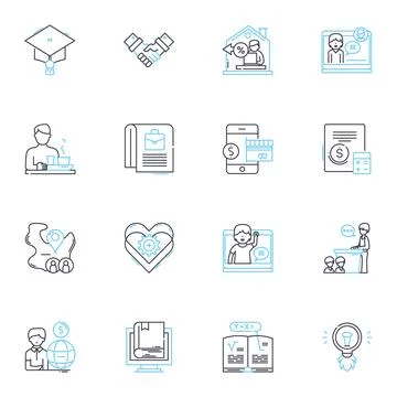Construction Tools linear icons set. Hammer, Saw, Drill, Nailer, Screwdriver Stock Illustration