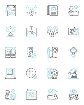 Construction Tools linear icons set. Hammer, Saw, Drill, Nailer, Screwdriver Stock Illustration