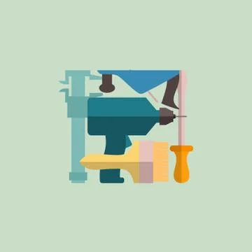 Construction tools logo. Vector illustration. Template  conceptual Tool shop Stock Illustration
