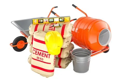 Construction tools, materials and equipment. 3D rendering Ilustración de archivo