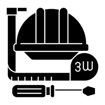 Construction tools - meter, hard hat, hammer, screwdriver icon, vector Stock Illustration