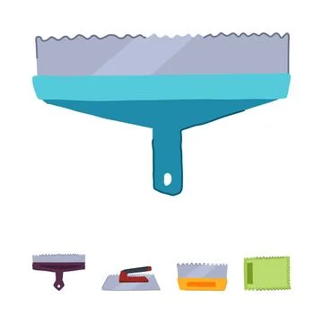 Construction tools with notched trowels for building work Ilustración de archivo