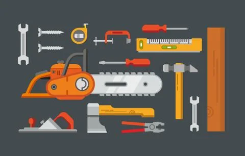 Construction Tools Objects Stock Illustration