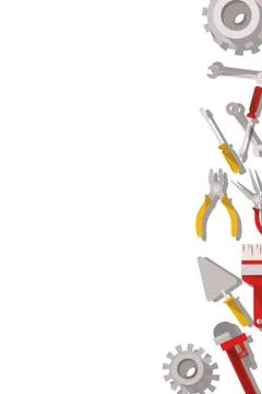 Construction tools pattern isolated icon Stock Illustration
