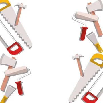 Construction tools pattern isolated icon Stock Illustration