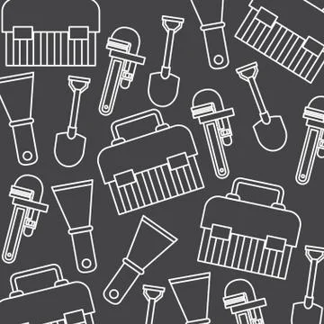 Construction tools pattern isolated icon Stock Illustration