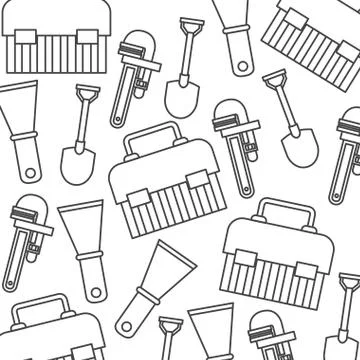 Construction tools pattern isolated icon Illustrazione stock