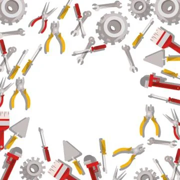Construction tools pattern isolated icon Stock Illustration