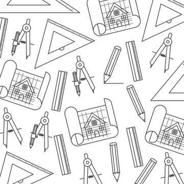 Construction tools pattern isolated icon Stock Illustration