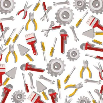 Construction tools pattern isolated icon Illustrazione stock