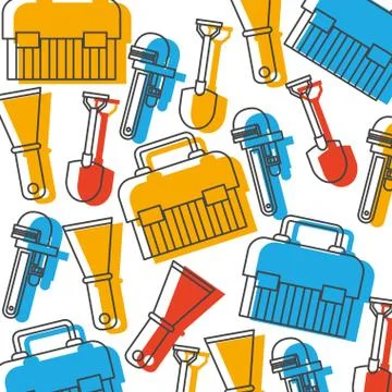 Construction tools pattern isolated icon Stock Illustration