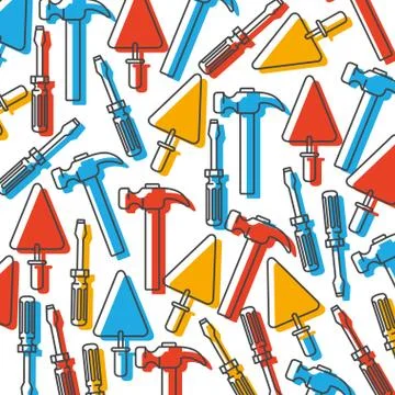 Construction tools pattern isolated icon Stock Illustration