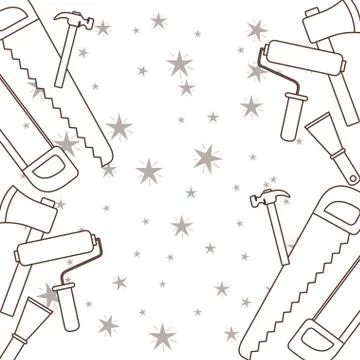 Construction tools pattern isolated icon Illustrazione stock
