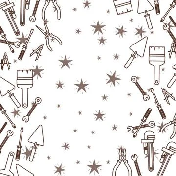 Construction tools pattern isolated icon Stock Illustration