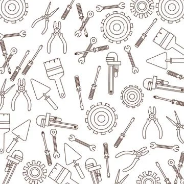 Construction tools pattern isolated icon Illustrazione stock