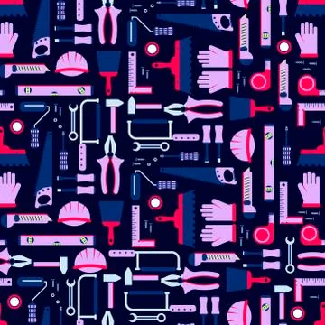 Construction tools seamless pattern. Work equipment vector illustration. Stock Illustration