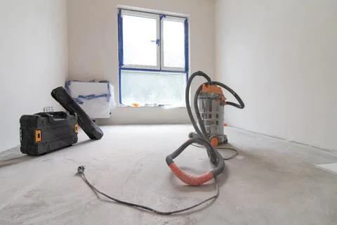 Construction tools, tool case, home renovation, cleaning after repairs Stock Photos