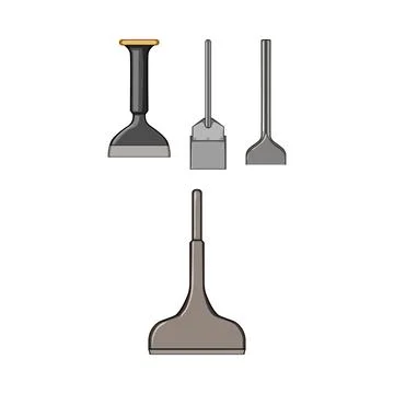 Construction tools with various chisel types Stock Illustration