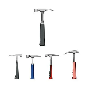 Construction tools with various mason hammers Stock Illustration