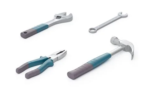 Construction tools on white background Stock Illustration