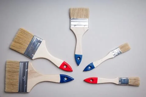 Construction tools for work and repair. Ruler, brush, spatula. Stock Photos