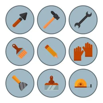 Construction tools worker equipment house renovation handyman vector Stock Illustration