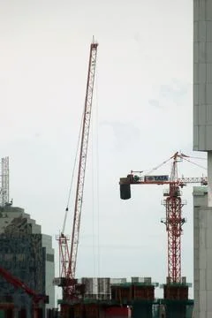 Construction Tower Crane at a Building Construction Site in South Jakarta Stock Photos