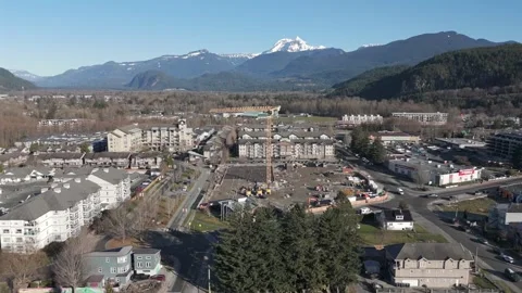 Construction Tower Crane On The Building Site In Squamish Oceanfront Stock-Footage 332678841