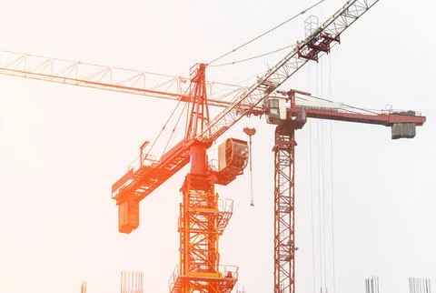 Construction tower crane, construction of high-rise buildings Stock Photos