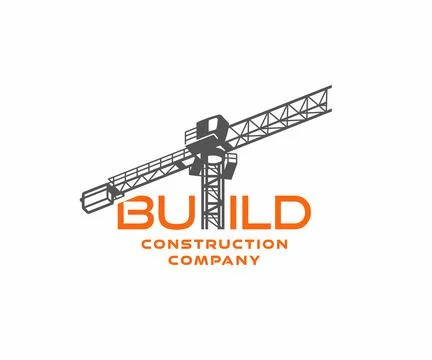 Construction tower crane in construction site logo design Stock Illustration