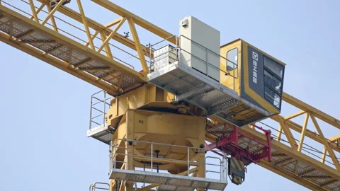 Construction Tower Crane: Equipment on an Active Building Site (ProRes 422) Stock Footage 322931447