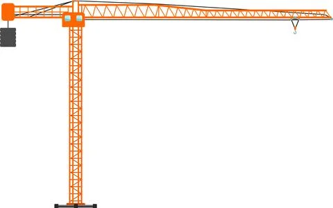 Construction Tower Crane Icon in Flat Style. Vector Illustration Stock Illustration