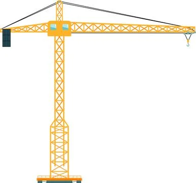 Construction Tower Crane Icon in Flat Style. Vector Illustration Illustrazione stock