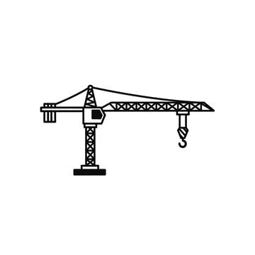 Construction tower crane: minimalist icon and vector graphic Stock Illustration